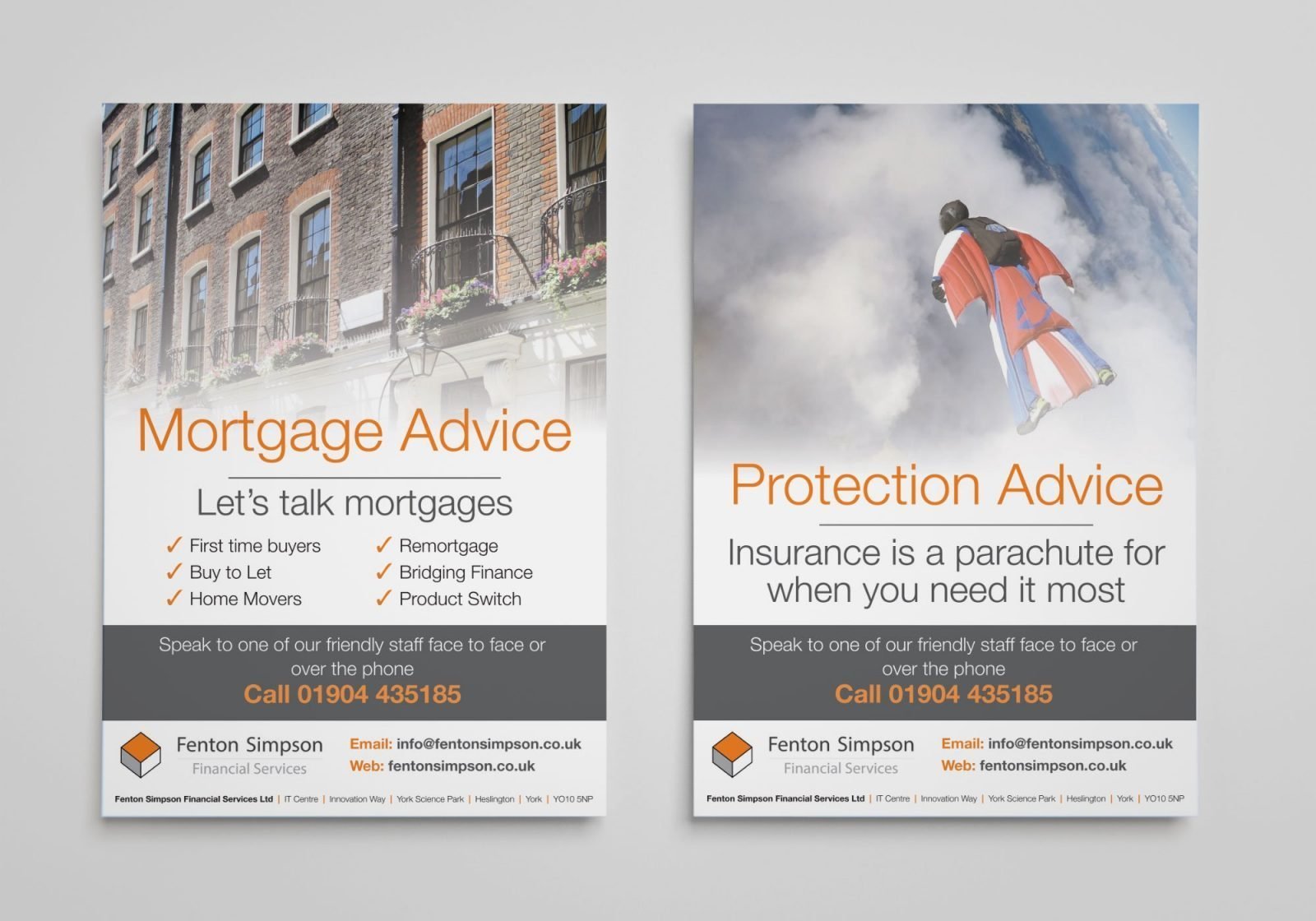 Two A5 Leaflets for Fenton Simpson Financial Services in York