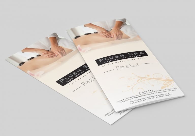 A Folded A4 Leaflet for Push Spa Hair dressers showing the front page