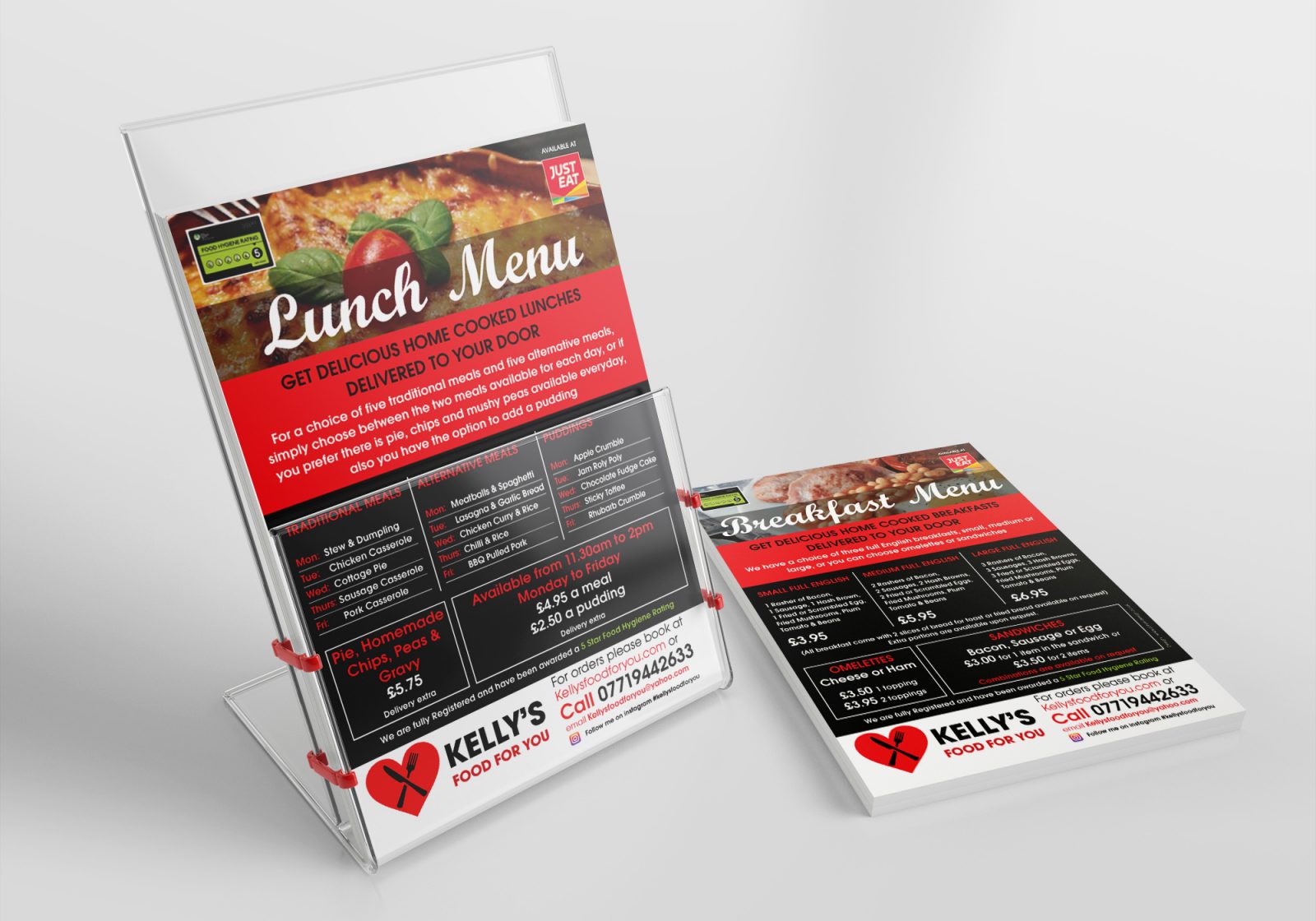 Kellys Food for you Leaflets in a Leaflet Stand